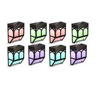 MeevrgR Lot de 8 appliques murales solaires à LED - Éclairage extérieur à changement de couleur double pour clôture/terrasse/allée, étanche, automatique du crépuscule à l'aube et lumières de sécurité