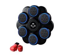 MeevrgR Machine de boxe musicale pour montage mural avec connectivité Bluetooth et lumières RVB, résistance réglable à 9 niveaux, rechargeable de type C, comprend des gants de boxe noirs pour enfants