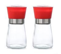 MeevrgR Moulin à épices manuel en acier inoxydable avec pot en verre pour la maison, la cuisine, broyage, herbes, café, texture réglable, prise en main ergonomique, plusieurs couleurs disponibles