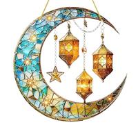 MeevrgR Ornements en forme de lune, pendentif plat 2D en acrylique, 20 cm, décoration colorée à suspendre pour la maison, le mur, la fenêtre, le jardin intérieur et extérieur