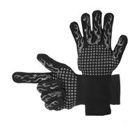 MeevrgR Paire de gants de barbecue résistants à la chaleur avec manchette étendue, gants de cuisine ignifuges à 800 °C avec poignée en silicone et doublure en coton, gants de protection à manches