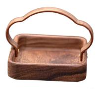 MeevrgR Plateau de service en bois de noyer massif de style chinois pour thé, collations, pâtisseries et fruits, poignées ergonomiques pour un transport facile, couleur caramel ou châtaignier (A)