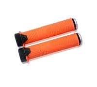 MeevrgR Poignées de guidon de vélo de 22 mm avec verrou pour anneau, pour caoutchouc TPR antidérapant pour montagne pour vélo, compatible avec guidon droit de 22,2 mm, longueur 145 mm, orange