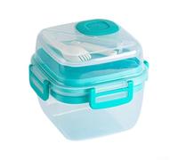 MeevrgR Récipient à salade avec plateau amovible et porte-ustensiles | Design à deux compartiments pour les déjeuners frais et les pique-niques (vert)