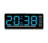 MeevrgR Réveil numérique multifonction à affichage LED avec calendrier de température silencieux sans tic-tac pour chambre à coucher, bureau, taille compacte, orange, vert, rouge (bleu)
