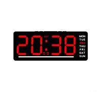 MeevrgR Réveil numérique multifonction à affichage LED avec calendrier de température silencieux sans tic-tac pour chambre à coucher, bureau, taille compacte, orange, vert, rouge (rouge)