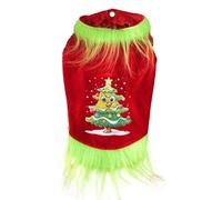 MeevrgR Robe en velours pour petit chien et fille avec ourlet en fourrure verte, douce et respirante pour chiot, fête, mariage, séance photo (taille S)