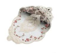 MeevrgR Set de table rond brodé floral rétro, bord en dentelle avec dos antidérapant, 3 tailles pour salle à manger et décoration intérieure et extérieure (L)