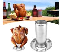 MeevrgR Support de canette de bière en acier inoxydable pour griller ou rôtir au four, grille à rôtir verticale avec répartition homogène de la chaleur, 12 x 10 x 5 cm, argenté