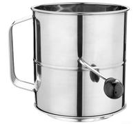MeevrgR Tamis à farine rotatif en acier inoxydable à manivelle - Filtre à maille fine - Accessoire de cuisson pour glaçage, sucre, cacao, saupoudrage de 16 cm de large (8 tasses)
