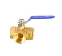 MeevrgR Vanne à bille en laiton forgé 3 voies DN20 de type T pour un contrôle efficace du débit, design convivial pour les systèmes de tuyauterie industriels