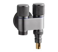 MeevrgR Vanne d'angle en laiton avec double sortie et répartiteur de connexion triple, contrôle indépendant pour toilettes, machine à laver et tuyau, design compact en gris B-gris