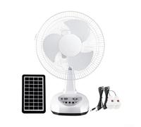 MeevrgR Ventilateur solaire de 30,5 cm avec tête secouante et lampe LED - Ventilateur de ventilation extérieur rechargeable par USB pour serre, abri de jardin, terrasse