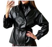 MeevrgR Veste de motard en similicuir pour femme - Couche mi-longue ample pour un usage quotidien, les voyages, les boîtes de nuit et le style quatre saisons (taille M, noir)
