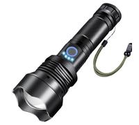 MeevrgR XHP70 Lampe torche LED 3500LM rechargeable USB avec indicateur de batterie, zoomable pour mise au point pour camping et randonnée en plein air D