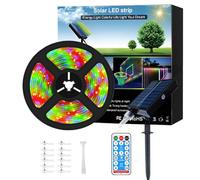 Meewata Solar Led Strip Lights Outdoor Waterproof with Self-Adhesive, 8 Mode with Remote Timer, Perfect for Deck, Patio, Pathways, Camping Decor, 6M Four-Color Fixed