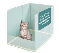 MEEXPAWS Protection anti-éclaboussures pliable pour litière pour chat - 62 x 41,9 x 40 cm - Entièrement étanche - Sans couture - Aucun assemblage nécessaire - Portable - Protection murale