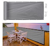 MEEYI Brise Vue,0.75X9m,Brise Vue Balcon Bambou,UV Protection Abriter du Vent la Pluie Le Soleil,pour terrasse Balcon clôture Porche,et Simple d'entretien,-Gris Clair,