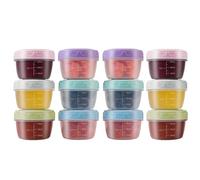 MEEYUU Lot de 6 récipients à vinaigrette de 75 ml avec couvercles, réutilisables et étanches pour boîte à déjeuner, passent au lave-vaisselle et au micro-ondes avec graduations (lot de 12)
