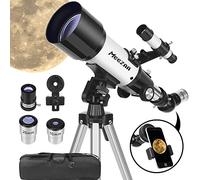 MEEZAA Télescope, Télescope Astronomique Adultes et Enfants, 70mm Ouverture 400mm Télescopes Réfracteur pour Débutants, Portable e Potente avec Trépied, Adaptateur de Téléphone pour Observer la Lune