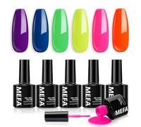 MEFA Vernis Semi Permanent, Vernis Gel UV 6 Couleurs Néon Kit Gel Ongle French Manucure Nail Art Ongles Gel Soak Off UV/LED Gel Polish pour Starter Salon DIY Home