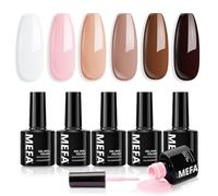 MEFA Vernis Semi Permanent, Vernis Gel UV 6 Couleurs Nude Marron Blanc Kit Gel Ongle French Manucure Nail Art Ongles Gel Soak Off UV/LED Gel Polish pour Starter Salon DIY Home