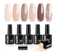 MEFA Vernis Semi Permanent, Vernis Gel UV 6 Couleurs Nude Pailleté Kit Gel Ongle French Manucure Nail Art Ongles Gel Soak Off UV/LED Gel Polish pour Starter Salon DIY Home