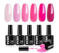 MEFA Vernis Semi Permanent, Vernis Gel UV 6 Couleurs Rose Nude Kit Gel Ongle French Manucure Nail Art Ongles Gel Soak Off UV/LED Gel Polish pour Starter Salon DIY Home