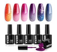 MEFA Vernis Semi Permanent, Vernis Gel UV 6 Couleurs Thermique Kit Gel Ongle French Manucure Nail Art Ongles Gel Soak Off UV/LED Gel Polish pour Starter Salon DIY Home