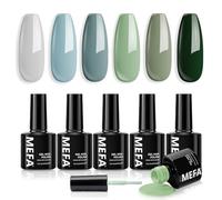 MEFA Vernis Semi Permanent, Vernis Gel UV 6 Couleurs Vert Blanc Kit Ongle French Manucure Nail Art Ongles Gel Soak Off UV/LED Gel Polish pour Starter Salon DIY Home