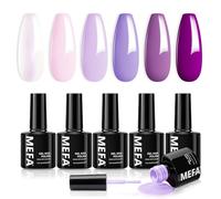 MEFA Vernis Semi Permanent, Vernis Gel UV 6 Couleurs Violet Nude Kit Gel Ongle French Manucure Nail Art Ongles Gel Soak Off UV/LED Gel Polish pour Starter Salon DIY Home