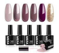 MEFA Vernis Semi Permanent, Vernis Gel UV 6 Couleurs Violet Pailleté Kit Gel Ongle French Manucure Nail Art Ongles Gel Soak Off UV/LED Gel Polish pour Starter Salon DIY Home