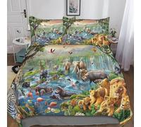 MEFESE Animaux de la Savane Africaine 3 Pièces Bedding Set Duvet Cover 3D Printing Quilt Cover Theme Kids Bedding Luxury Ultra Soft, Duvet Cover&Pillowcases Glissière Entretien Facile King（220x240cm）