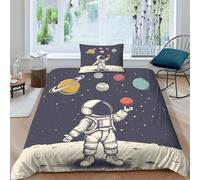 MEFESE Astronaute Duvet Cover,Reversible 3D Print Bedding Set,Cosy Espace et Cosmos Comforter Bed Covers Luxury Soft Bedding Qualité Parure De Lit 2 Pièces Housse De Couette Simple（135x200cm）