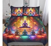 MEFESE Chakra 3 Pièces Drap-Housse avec pour Personnes,Drap De 100% Microfibre Doux-Respirant Bohème Zen Spirituel Draps-Housses (Drap-Housse 100% Microfibre) pour Enfants Adultes King（220x240cm）