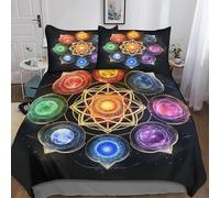 MEFESE Chakra 3D Lit Parure De Lit en Microfibre De Bohème Zen Spirituel Housses De Couette Hypoallergénique De 3 Pièces Ensemble Housse De Couette avec Fermeture À Glissière Adultes King（220x240cm）