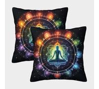 MEFESE Chakra Housse De Coussin Ensemble De 2 Esprit Zen Décoratives Salon De Jardin Extérieur Lot De 2 Motif Imprimé Confort Et Douceur Garantis Confort du Salon 45x45cm