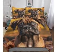 MEFESE Chien Boxeur Ensemble De Literie Imprimé en 3D avec Housse De Animaux Boxer Couette Taie d'oreiller Fermeture À Glissière Entretien Facile Qualité Parure De Lit 3 Pièces Double(200x200cm)