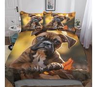 MEFESE Chien Boxeur Luxury 3 Pièces Parure De Lit avec Animaux Boxer Housse De Couette-Doux-Respirant-en Microfibre-avec Taies d'oreiller-pour Fille Garçons Et Enfant Adultes King(220x240cm)