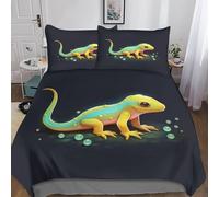 MEFESE Gecko Duvet Cover Set Luxury Soft Bedding Set Comforter Cover Petit Gecko Mignon Duvet Cover Pillowcases Qualité Parure De Lit 3 Pièces Glissière Entretien Facile Boys Girls King（220x240cm）