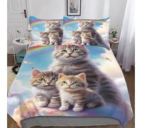 MEFESE modèle de Chat Qualité Couvre Lit Personnes Couverture Courtepointe,Boutis Chaton Mignon Couvre-lit Matelassé en Microfibre,Dessus De Lits Et Couvre Lits De Luxe en 3 Pièces Double(200x200cm)