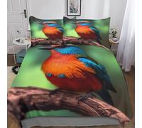 MEFESE Oiseau Mode 3 Pièces Sets Housse De Couettes Imprimée À Rayures 3D Minimalisme Fleur d'animal Volant Housse De Couette Microfibre Convient Aux Enfants Et Aux Jeunes Adultes Double（200x200cm）