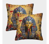 MEFESE Pharaon Housse De Coussin Ensemble De 2 Tribu égyptienne pour Chambre, Canapé, Chaise, Lit,Jardin Confort Et Douceur Garantis Taies d'oreiller pour Terrasse 45x45cm