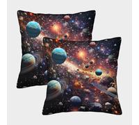 MEFESE Planète Housse De Coussin Ensemble De 2 Galaxie Cosmique Housse De Coussin Décorative Super Douce Housses De Coussin avec Fermeture À Glissière 45x45cm