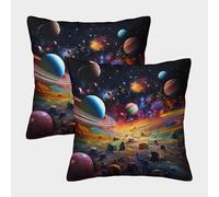 MEFESE Planète Housse De Coussin Ensemble De 2 Galaxie Cosmique pour Chambre, Canapé, Chaise, Lit,Jardin Confort Et Douceur Garantis Housse De Coussin Décorative 45x45cm