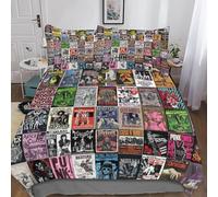 MEFESE Rock First 3 Pièces Housse De Personnes Et Taies d'oreiller 100% Microfibre Punk Rock Music Parure De Linge De Lit avec Fermeture Éclair Doux-Respirant pour Enfants Adultes Double（200x200cm）