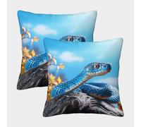 MEFESE Serpent Housse De Coussin Ensemble De 2 Serpent Bleu Taie d'oreiller Décoratif Canapé Confort Et Douceur Garantis Housse De Coussin pour Canapé 40x40cm