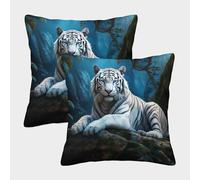 MEFESE Tigre Blanc Housse De Coussin Ensemble De 2 Thème Animaux Sauvages pour Chambre, Canapé, Chaise, Lit,Jardin Confort Et Douceur Garantis Coussins pour Salon 50x50cm