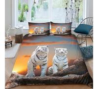 MEFESE Tigre Blanc Microfiber Duvet Cover-3 Piece Set Includes Animal Tigre Duvet Cover and Shams-Soft Brushed Microfiber-Hypoallergenic,Luxury Soft Bedding Entretien Facile Roi（220x240cm）
