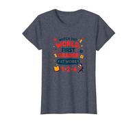 Méfiez-Vous de la première année Mondiale au Travail T-Shirt, Femme, Bleu Chiné, 3XL